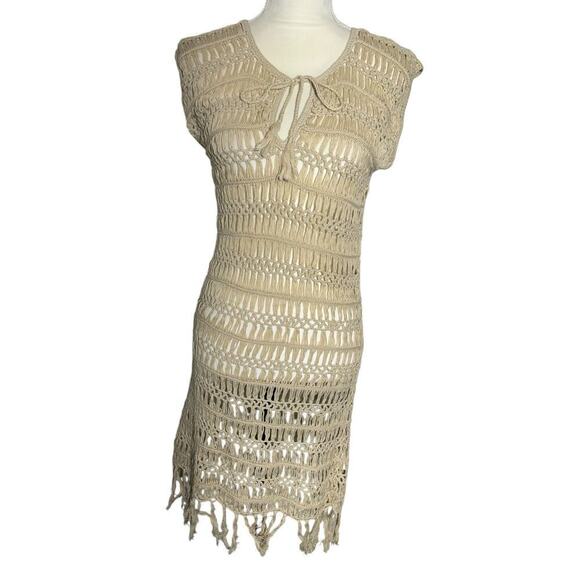 New Melissa Odabash Barrie Beige Crochet Swim Coverup - Medium - Picture 2 of 8